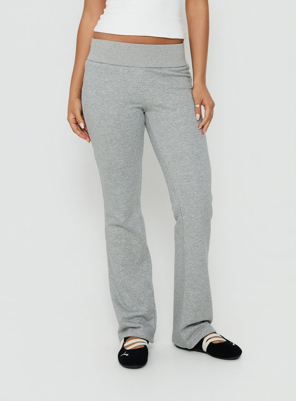 Norther Fleece Flared Pants Grey Marle