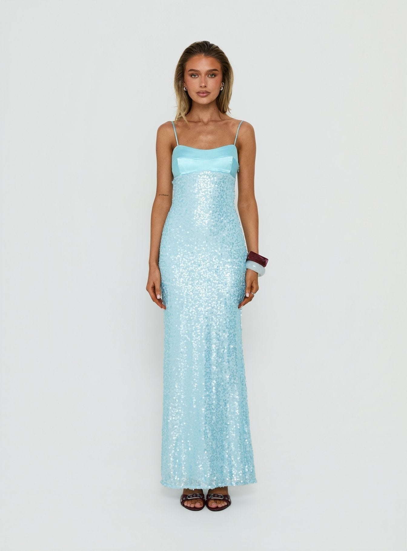 Every Lifetime Sequin Maxi Dress Baby Blue