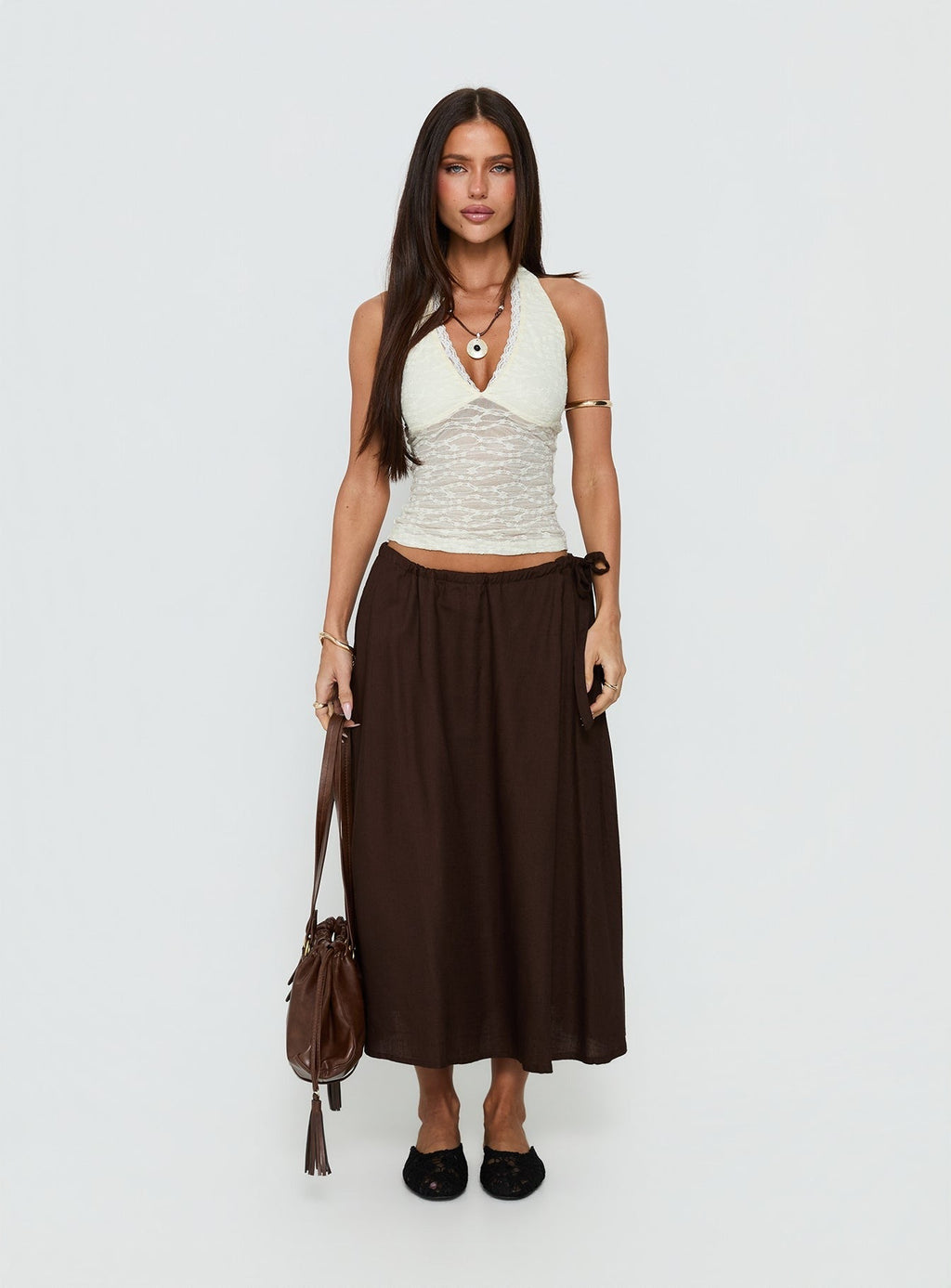 Snowdrift Lace Halter Top Cream