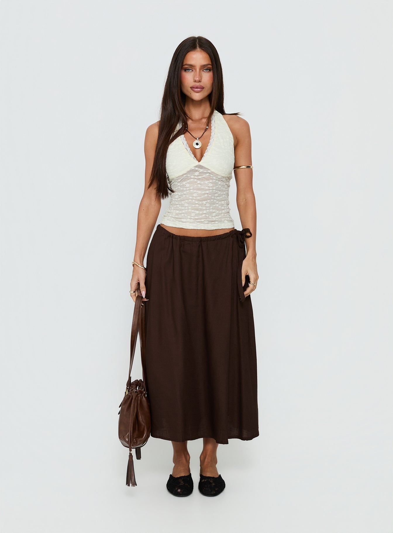 Snowdrift Lace Halter Top Cream