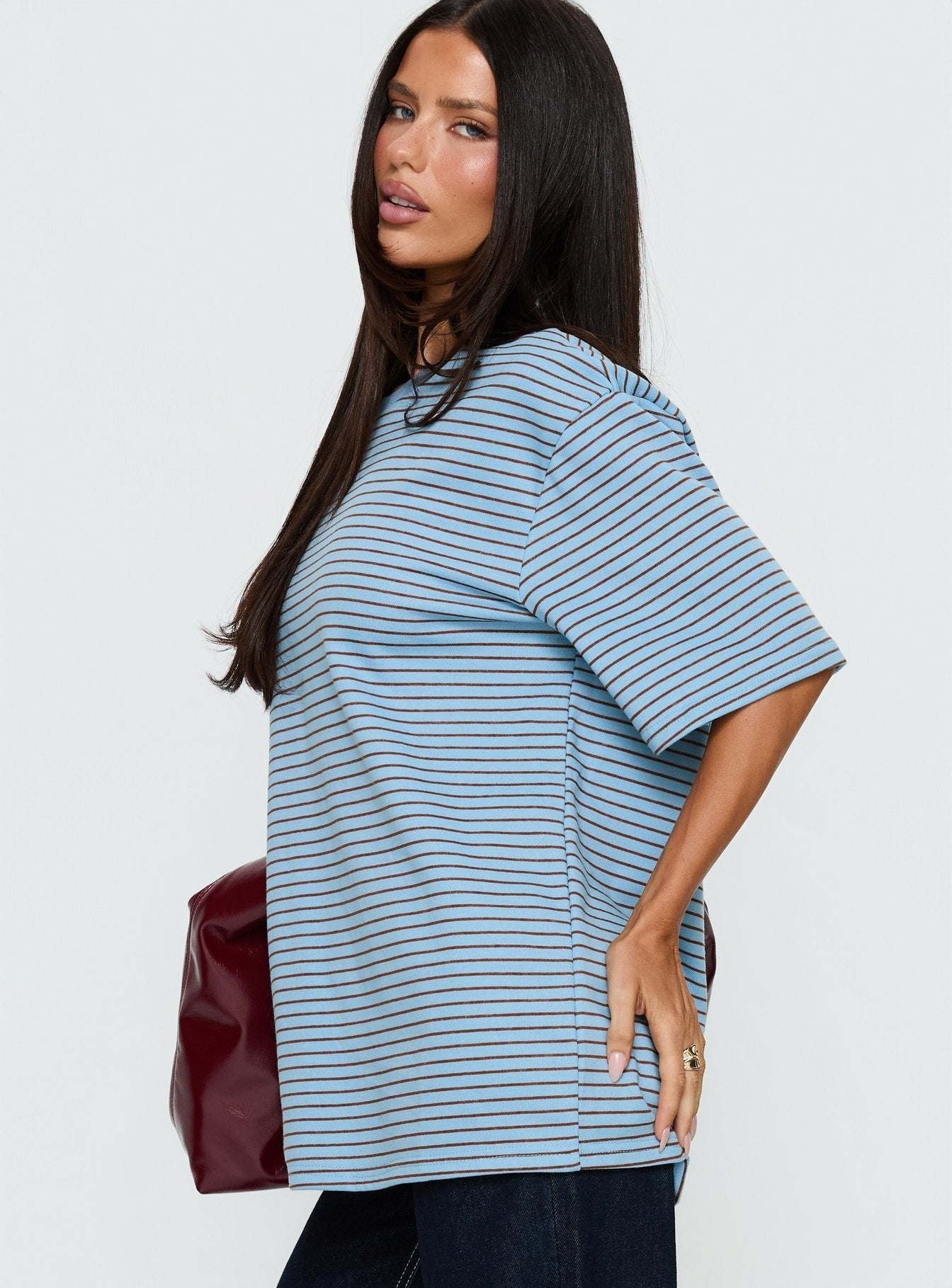 Kaitlan Short Sleeve Tee Blue Stripe