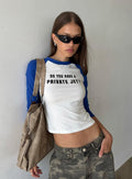 Jet Style Long Sleeve Graphic Raglan Top Blue / White