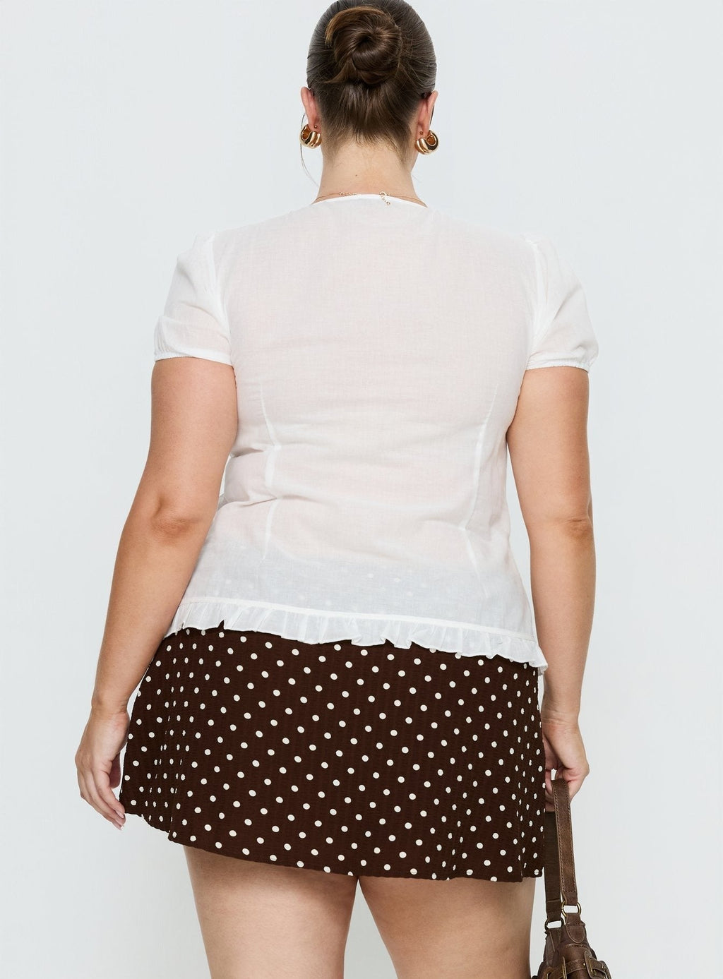 Caryann Frill Blouse Top White Curve