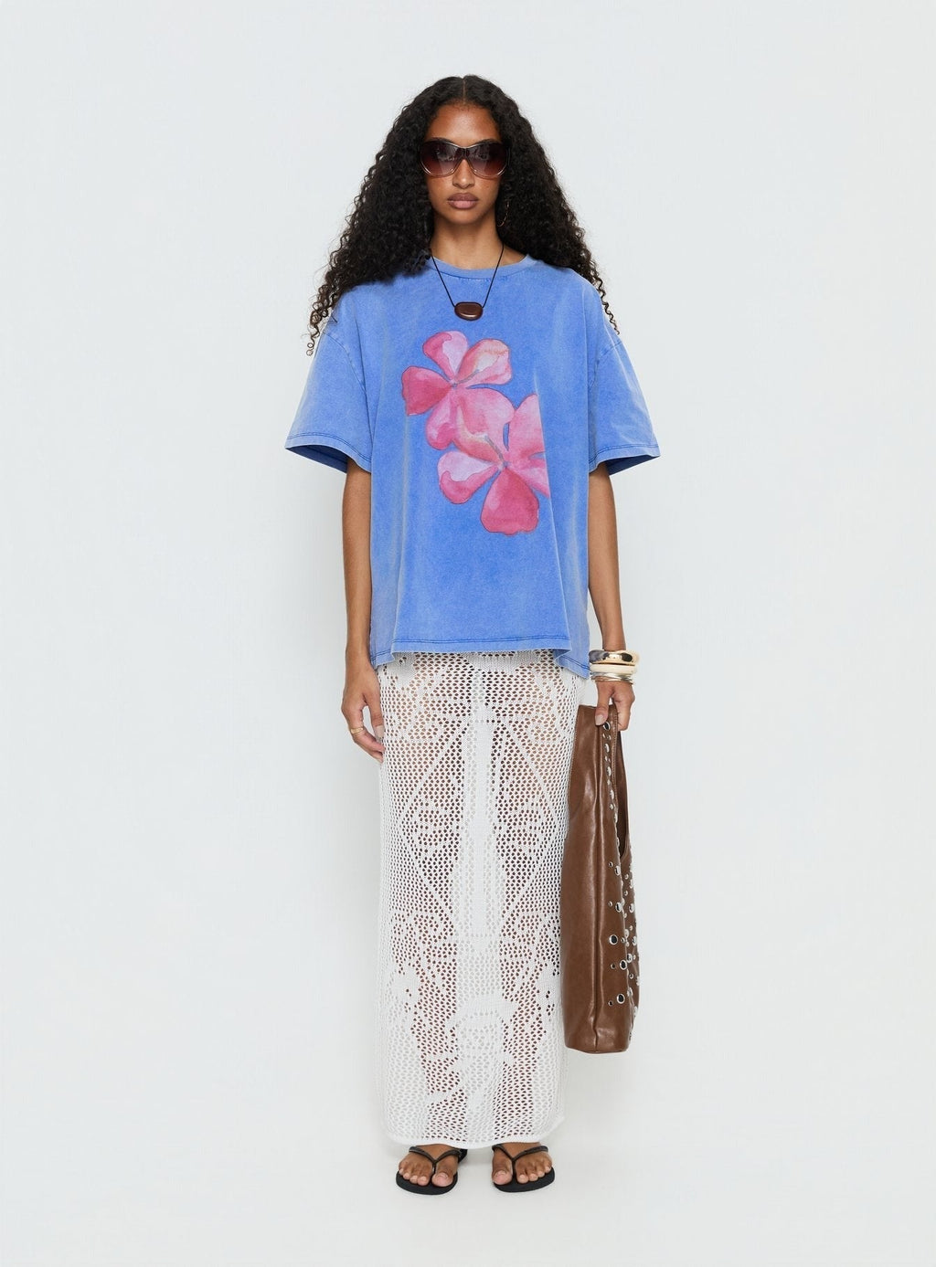 Watercolour Daydream Oversized Graphic Tee Washed Blue