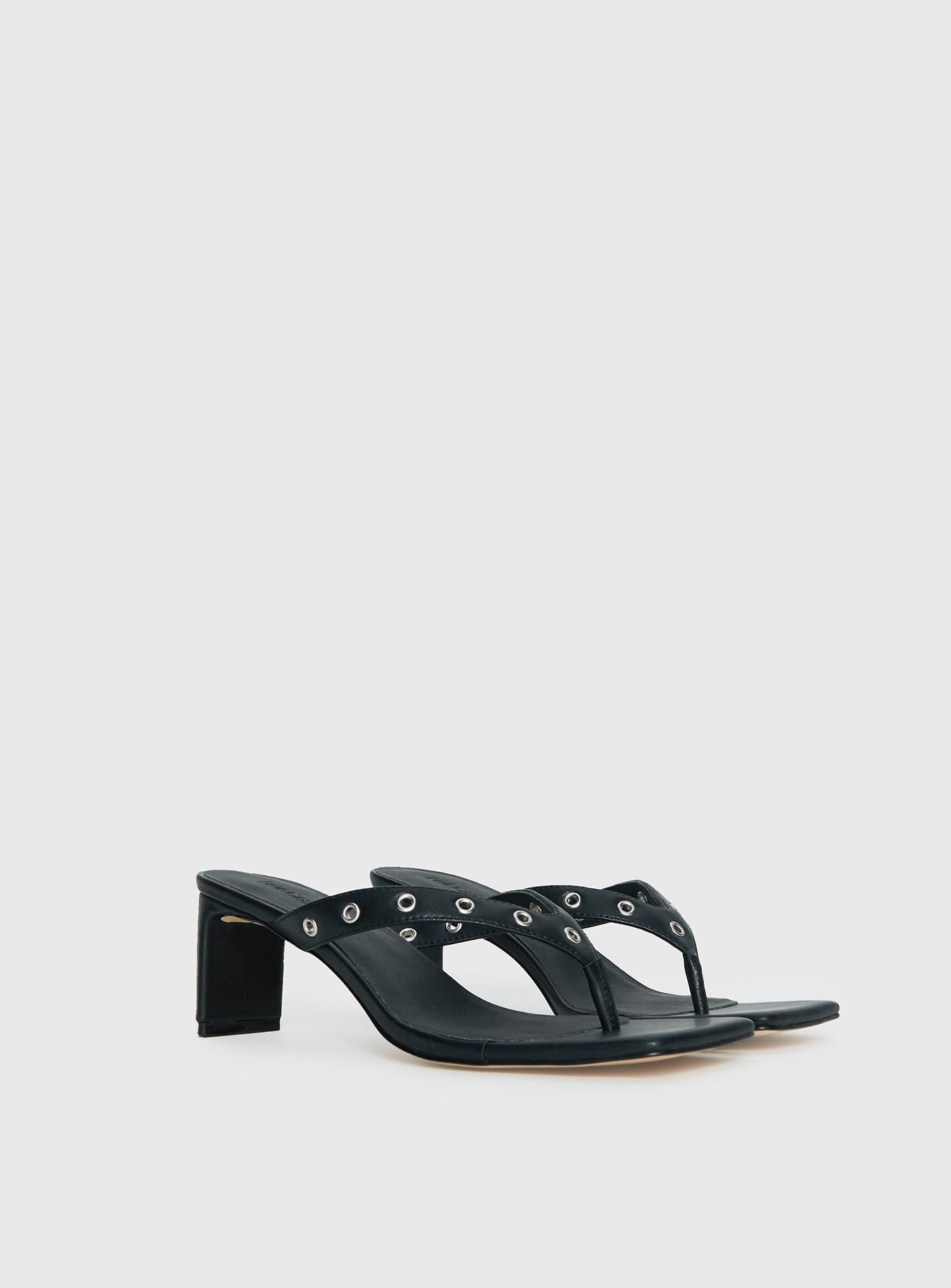 Party Hour Stud Detail Thong Heels Black