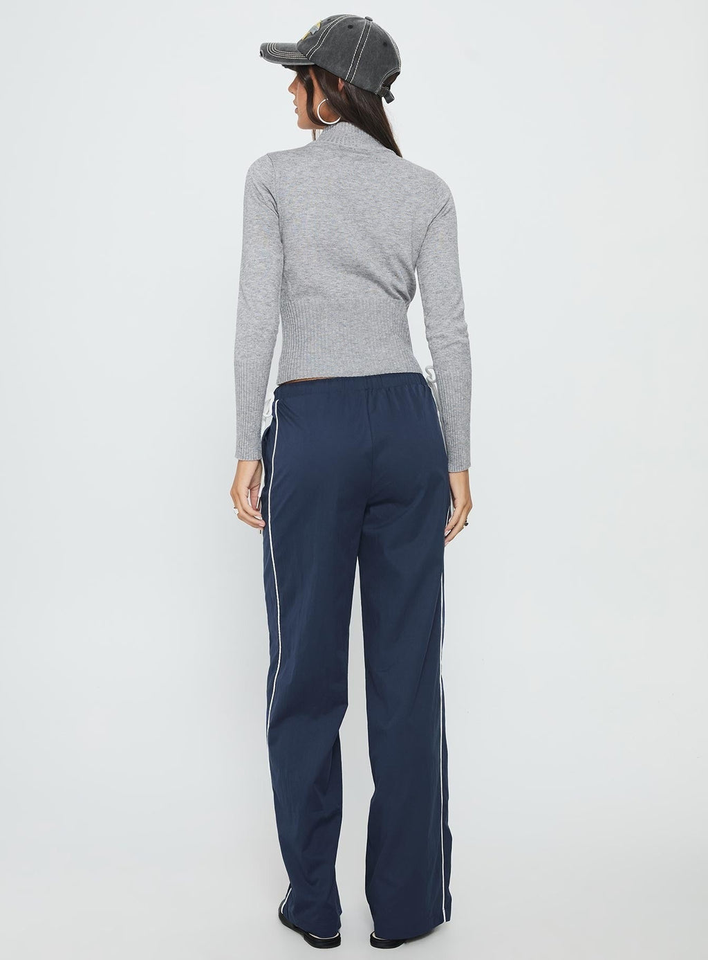 Jaycie Tie Side Track Pant Navy