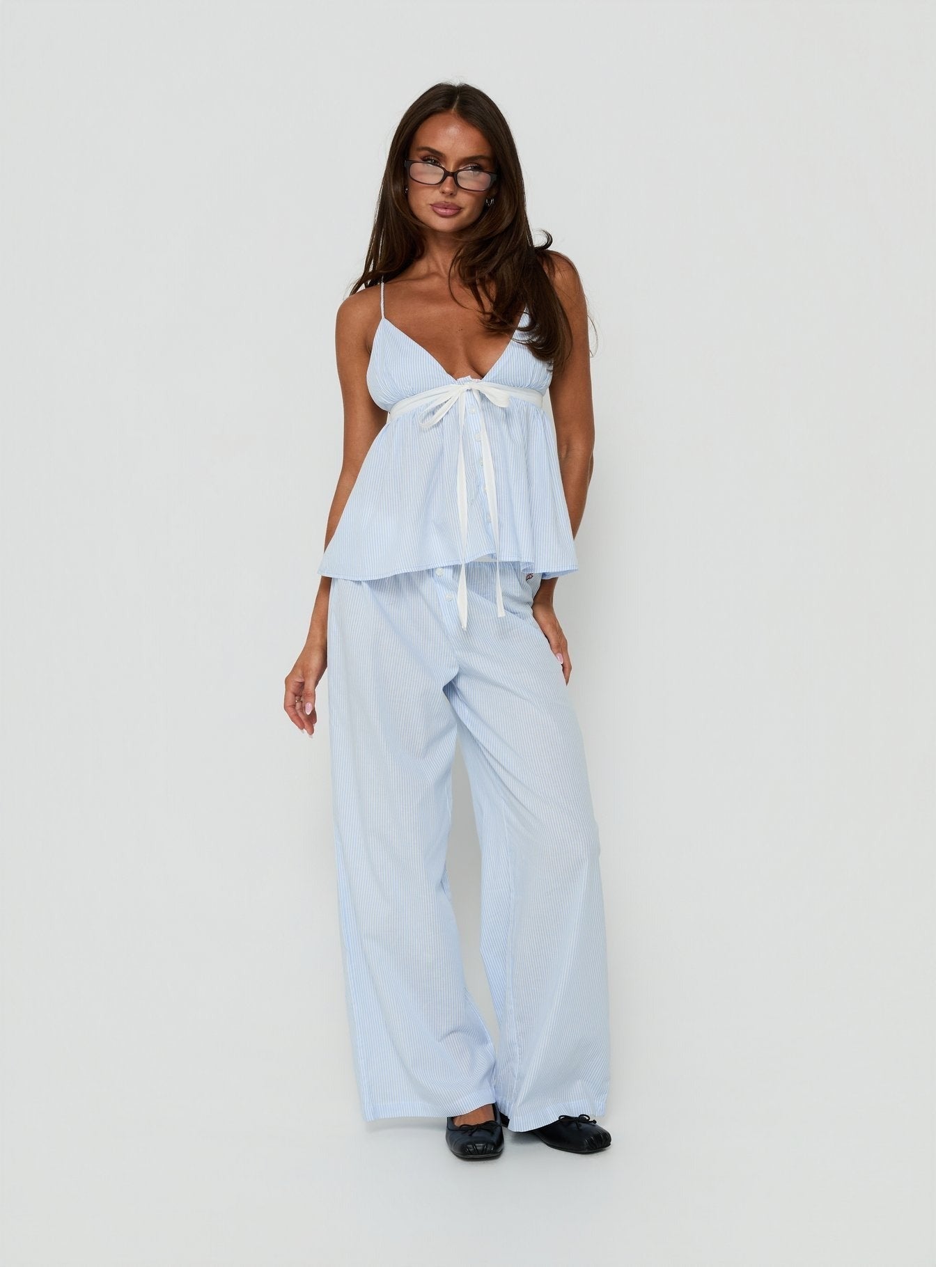 Meava Elasticated Waist Sleep Pants Blue Stripe