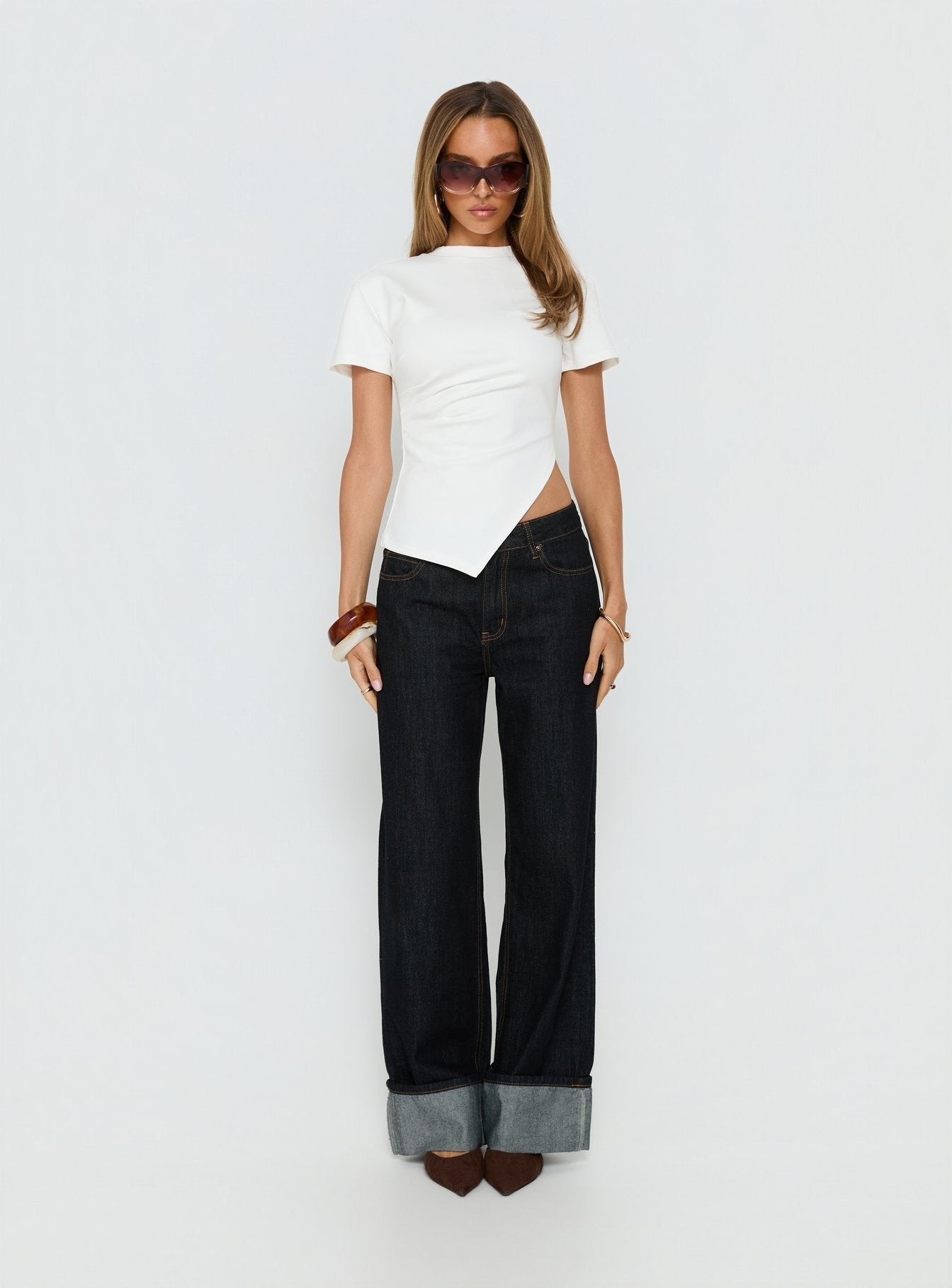 Lioxa Ruched Waist Tee White