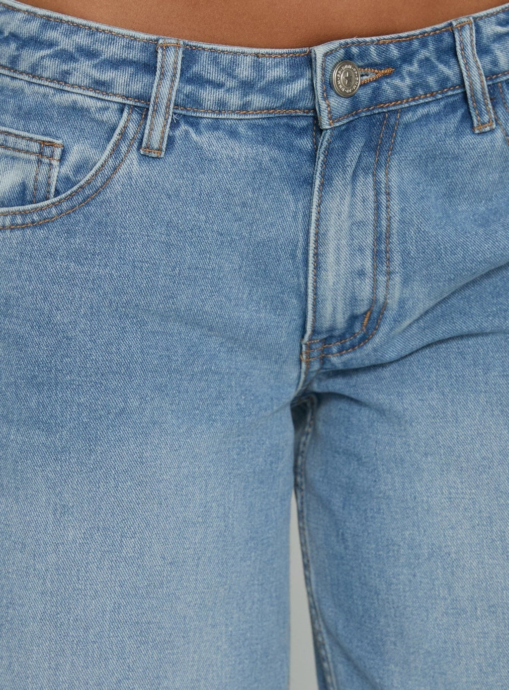 Ramos Low Rise Wide Leg Denim Jeans Bright Blue Wash