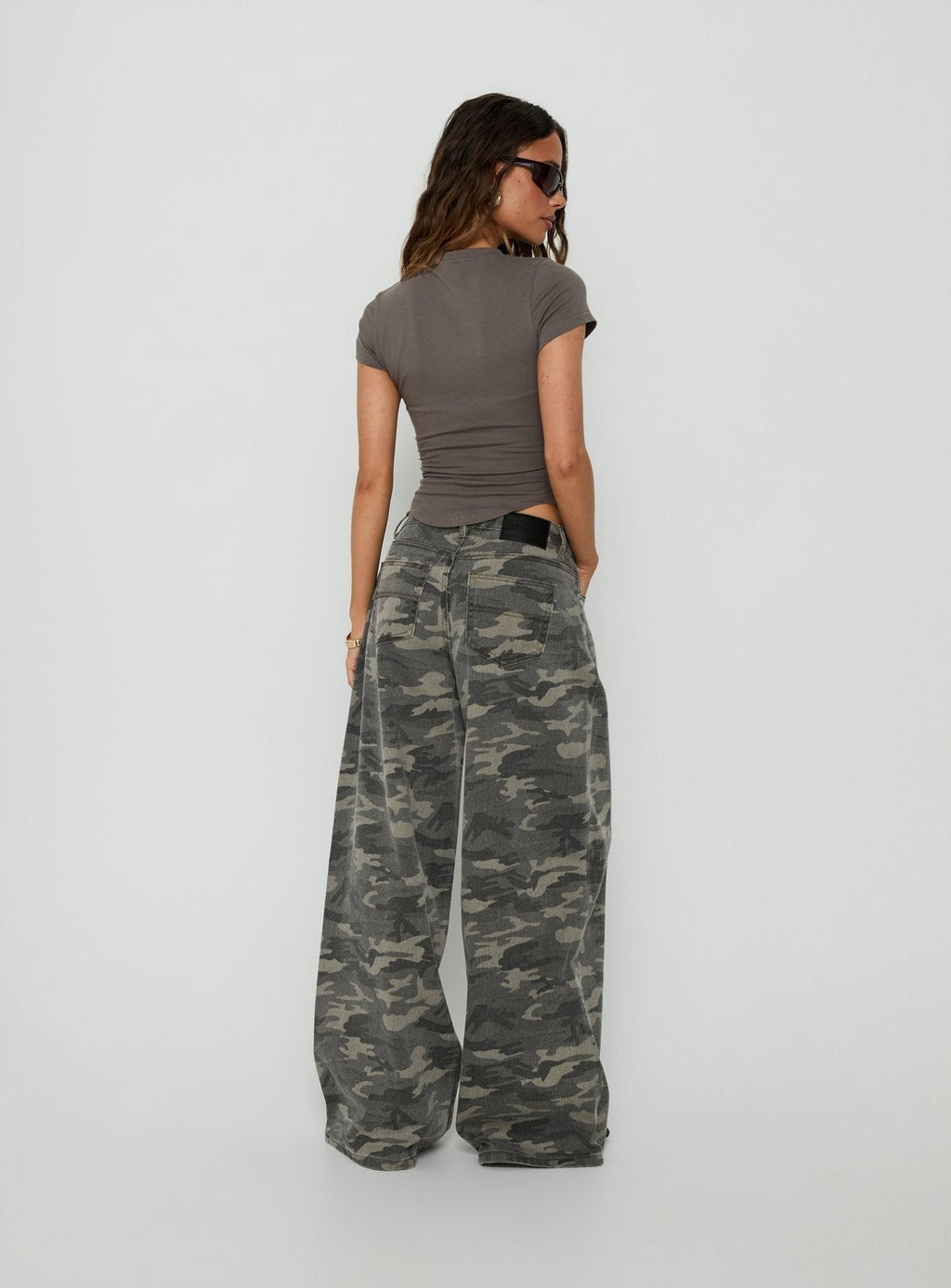Naylor Mid Rise Wide Leg Jeans Camo