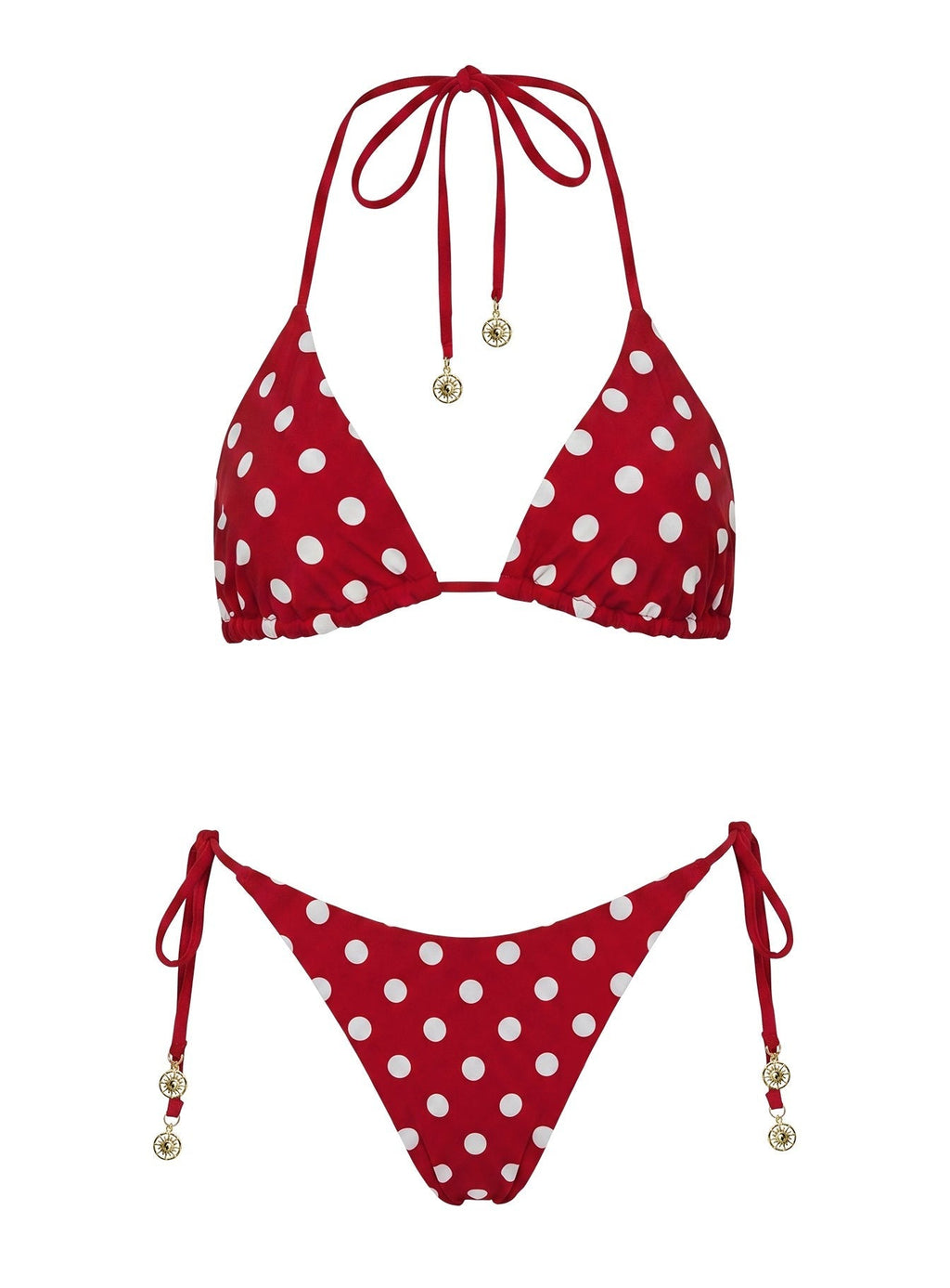 Glora Reversible Tie Side Bikini Bottoms Red Polka Dot