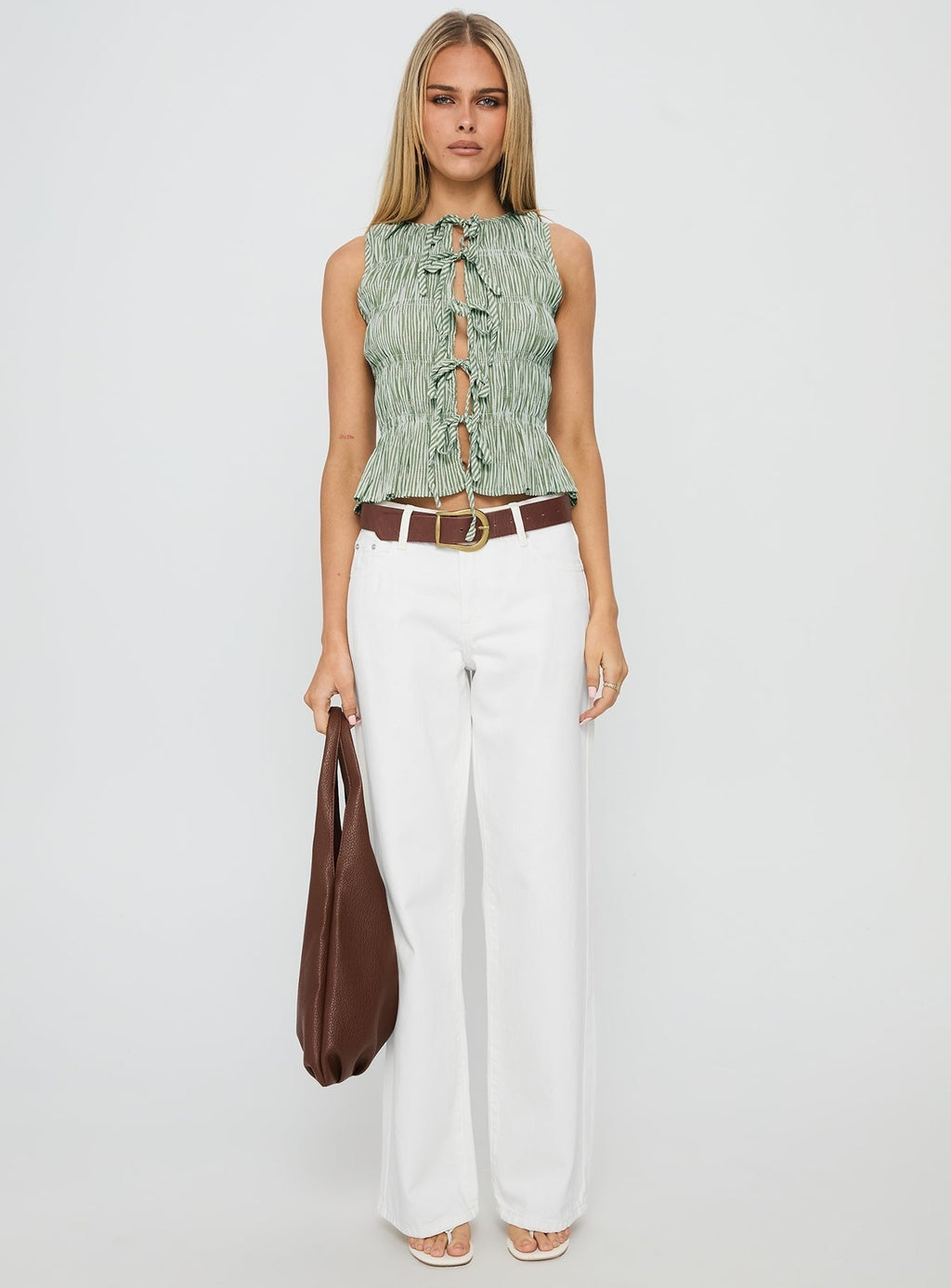 Serenitia Mid Rise Relaxed Jeans White Wash