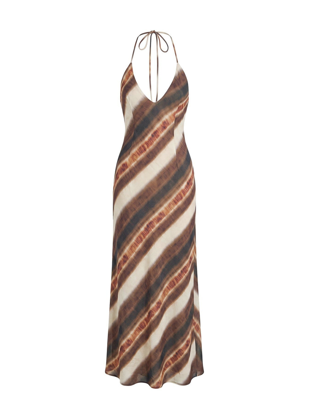 Esmira Halter Maxi Dress Brown Stripe