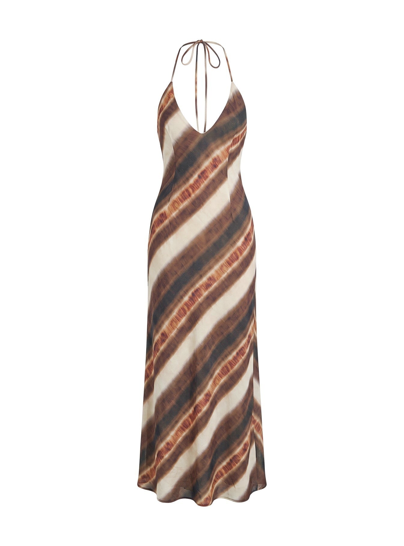 Esmira Halter Maxi Dress Brown Stripe