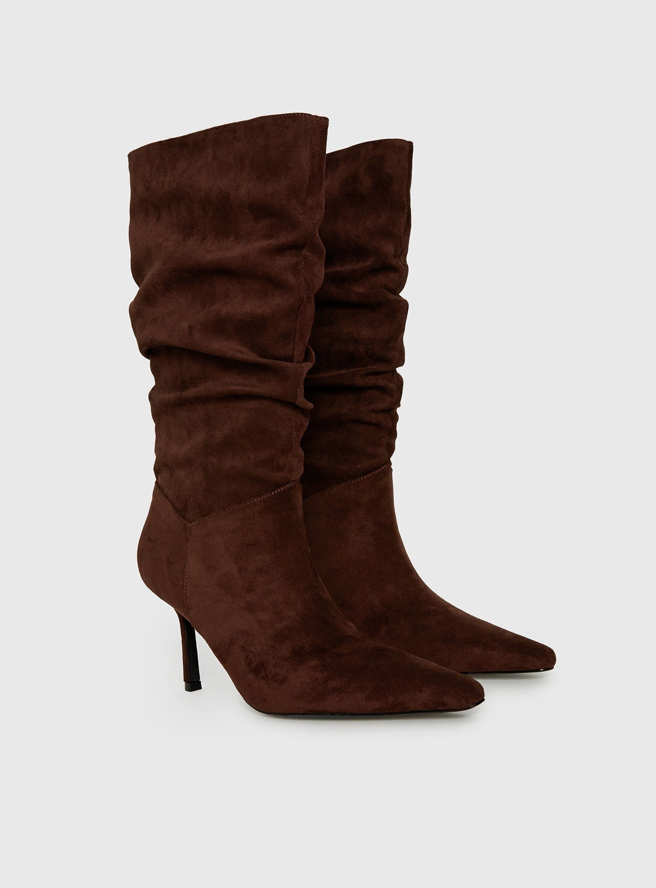 Such A Charmer Faux Suede Scrunch Boot Chocolate