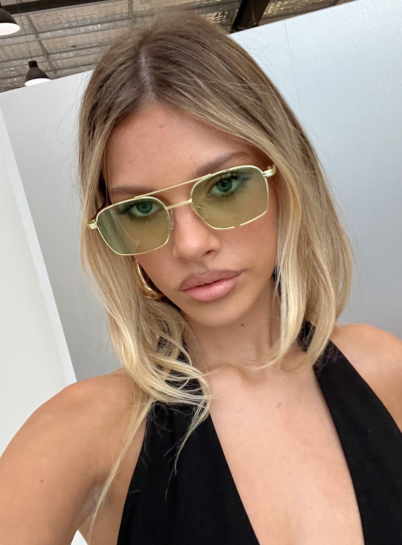For The Plot Aviator Sunglasses Gold / Light Yellow
