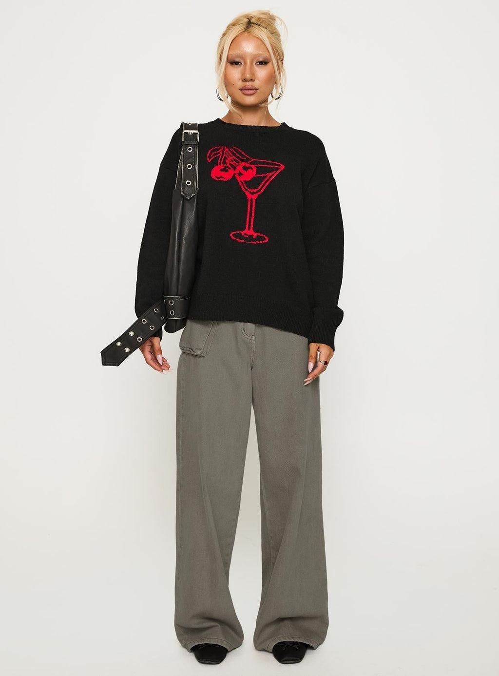 Like A Charm Knit Sweater Black / Red