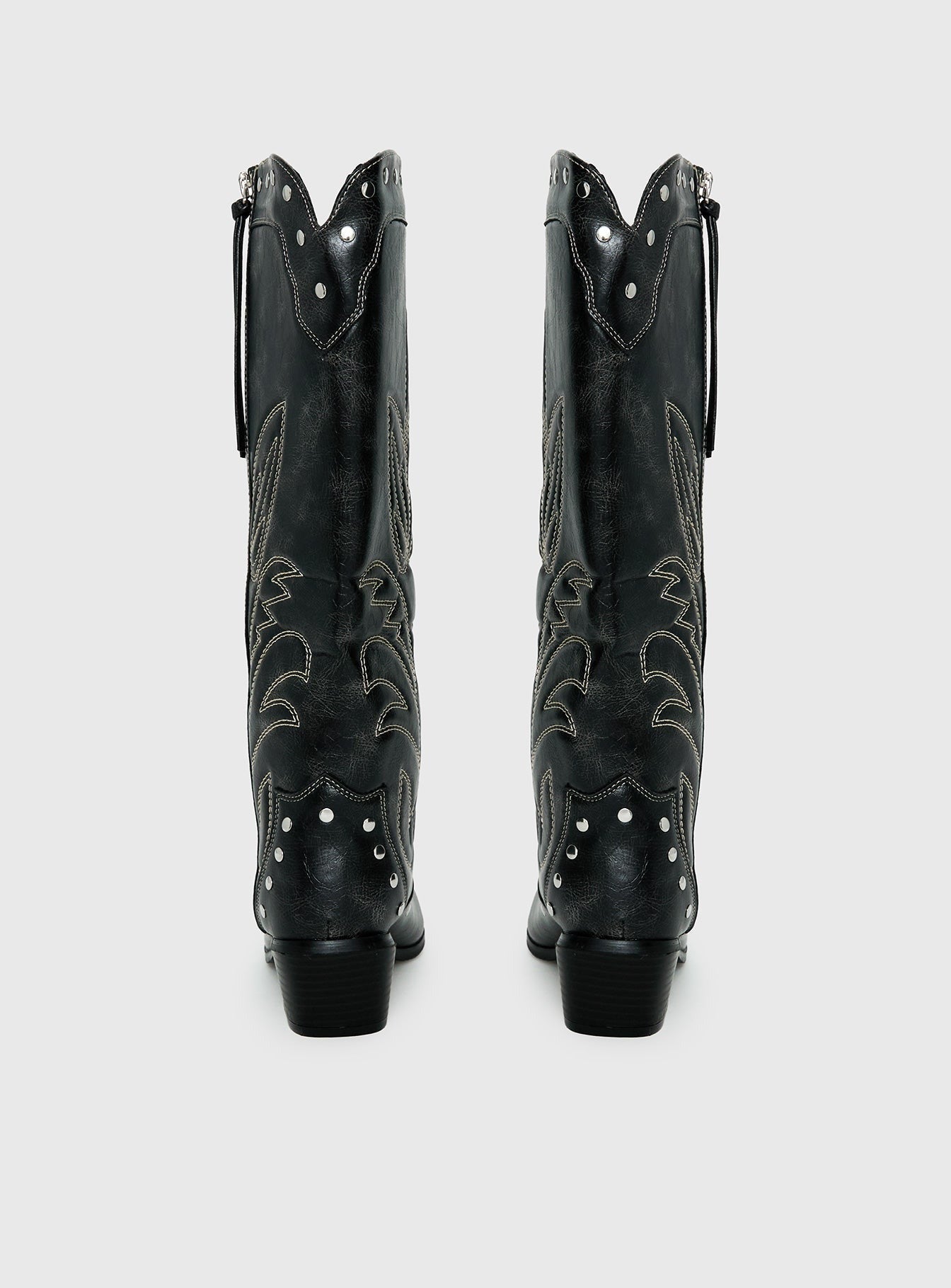 Austin Distressed Cowboy Boots Black