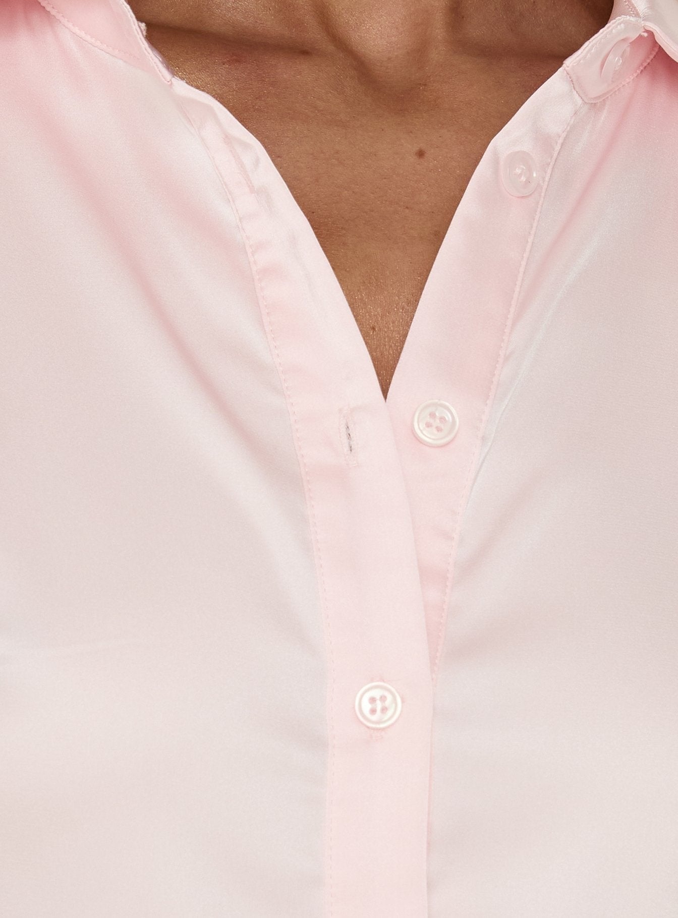 Angelic Satin Long Sleeve Shirt Bubblegum