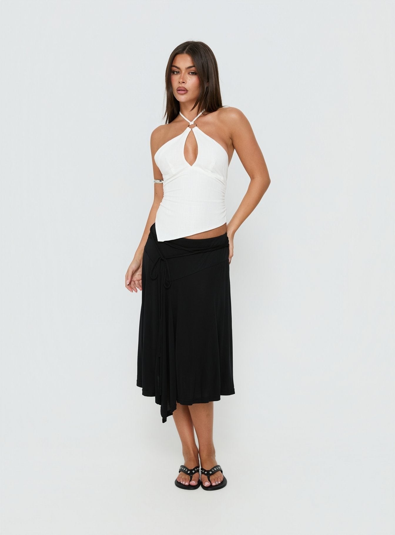Idiana Halter Keyhole Top Cream
