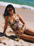 Makira Halter Top Brown Hibiscus