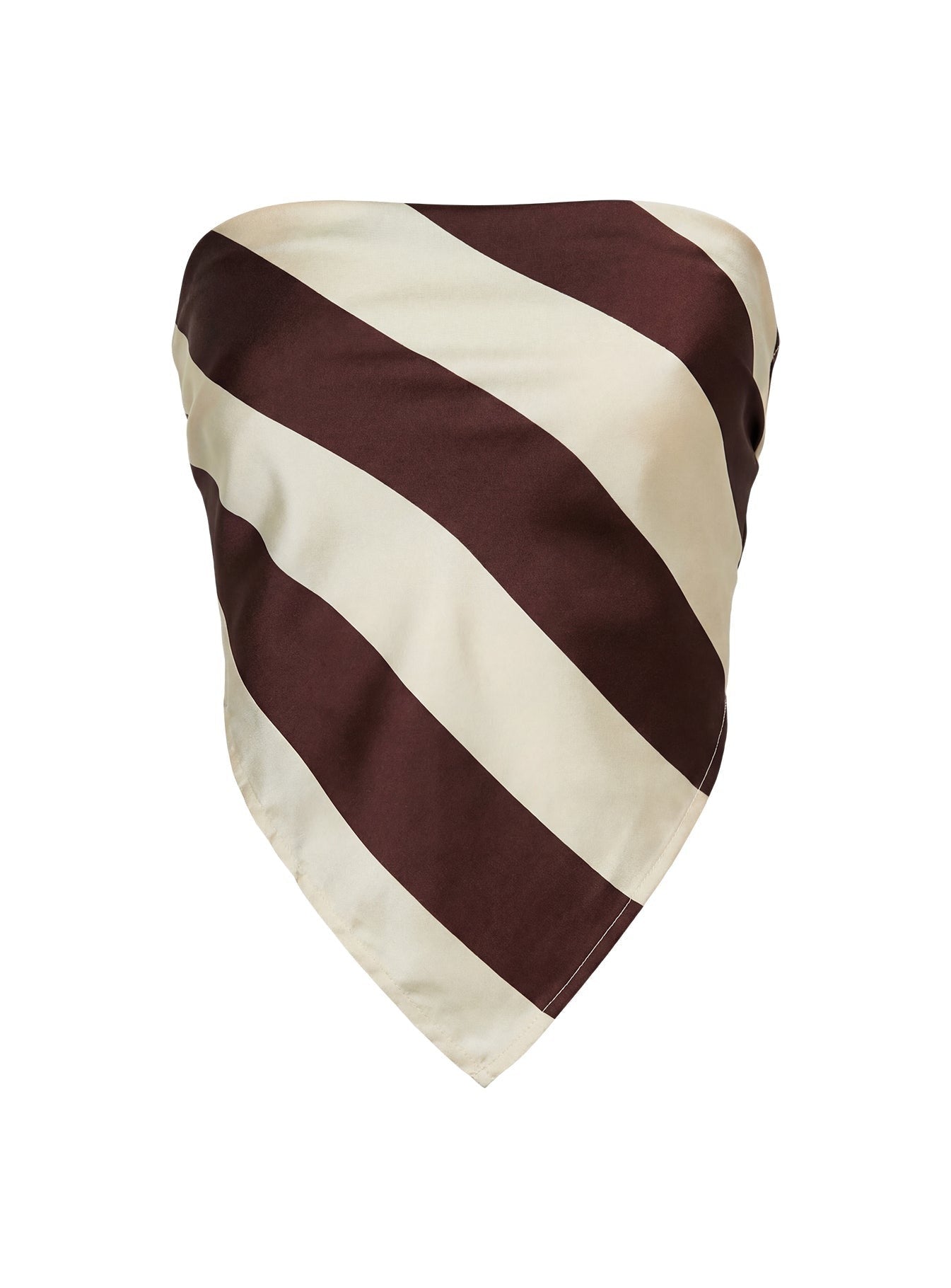 Lailana Tie Back Strapless Scarf Top Brown Stripe