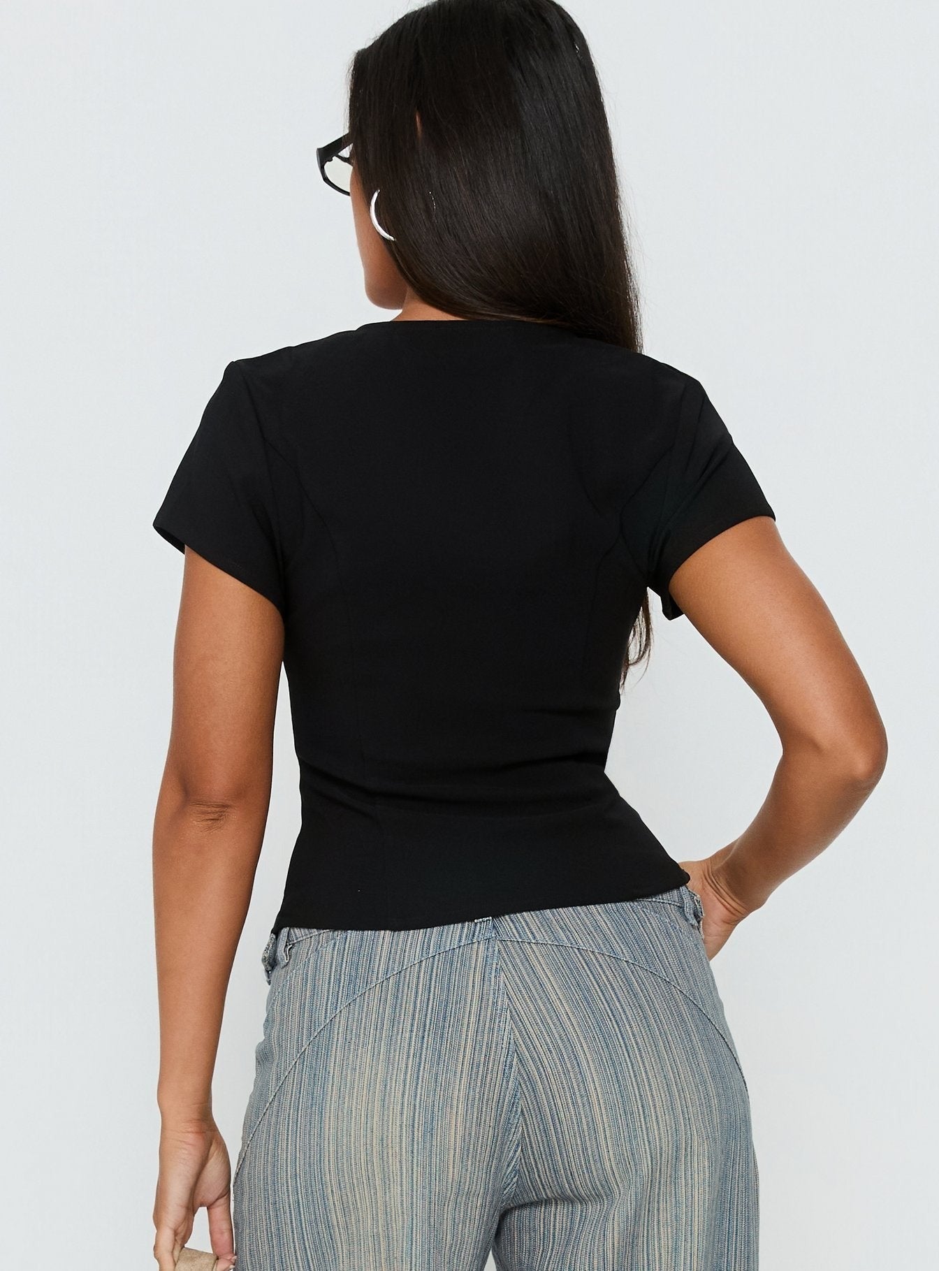 Serefina Short Sleeve Top Black