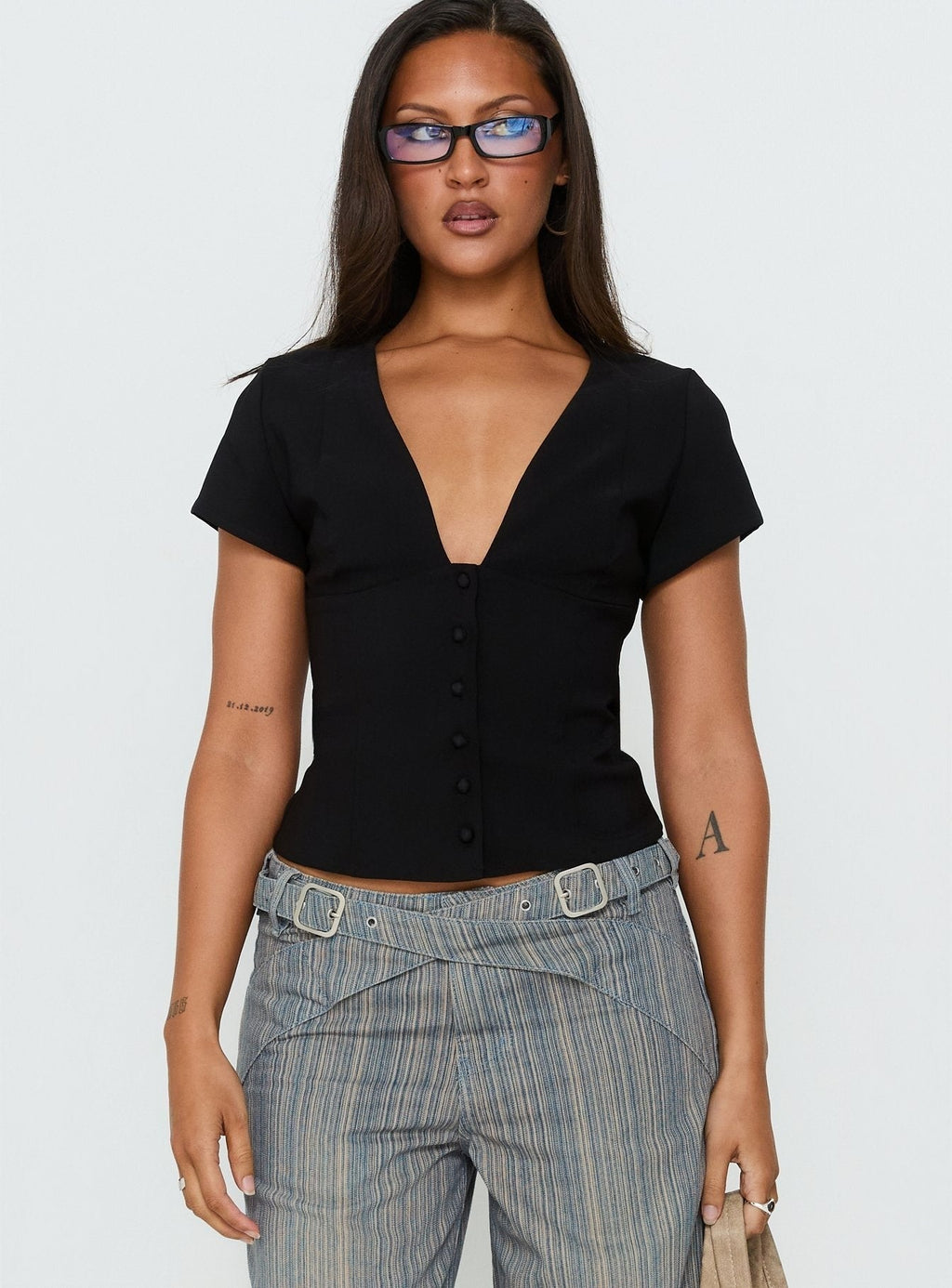 Serefina Short Sleeve Top Black