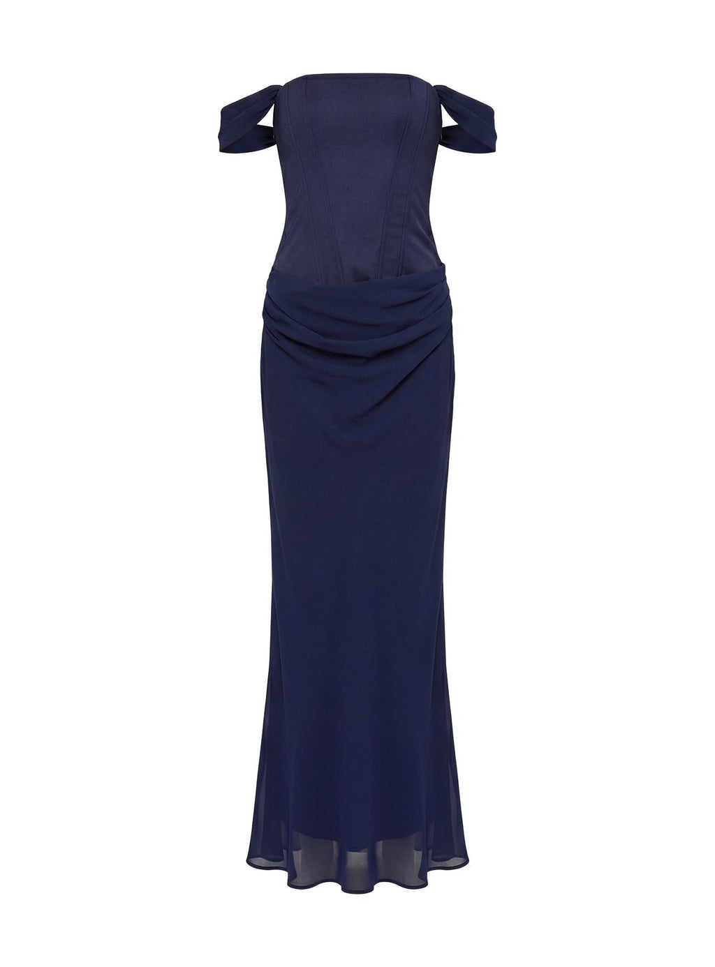 Joslyne Off Shoulder Corset Maxi Dress Navy
