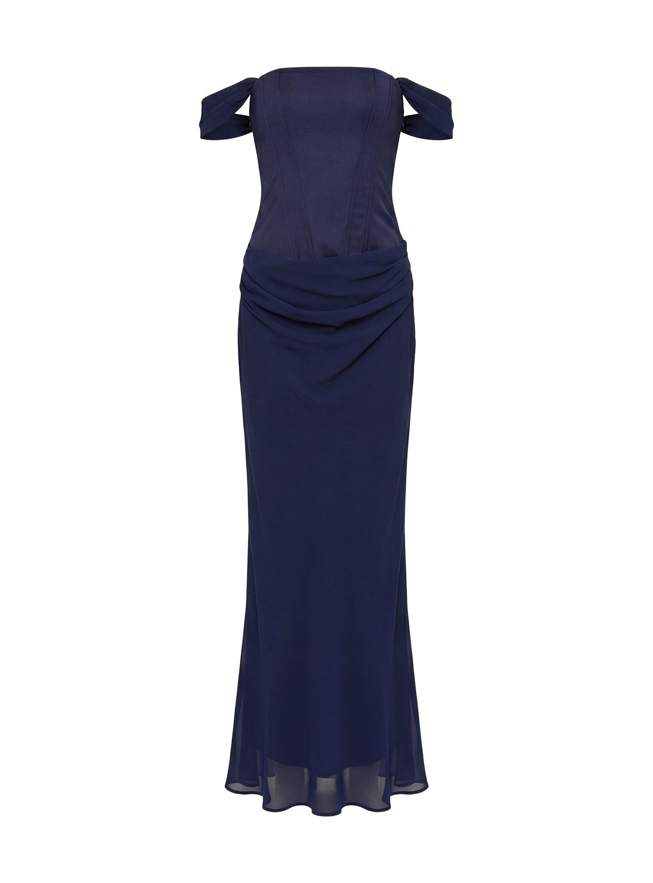 Joslyne Off Shoulder Corset Maxi Dress Navy