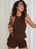 Stara Halter Linen Top Chocolate