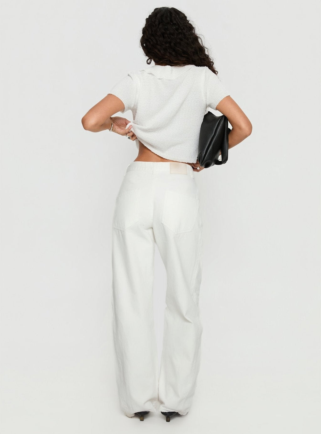Erena High Rise Barrel Leg Jeans White
