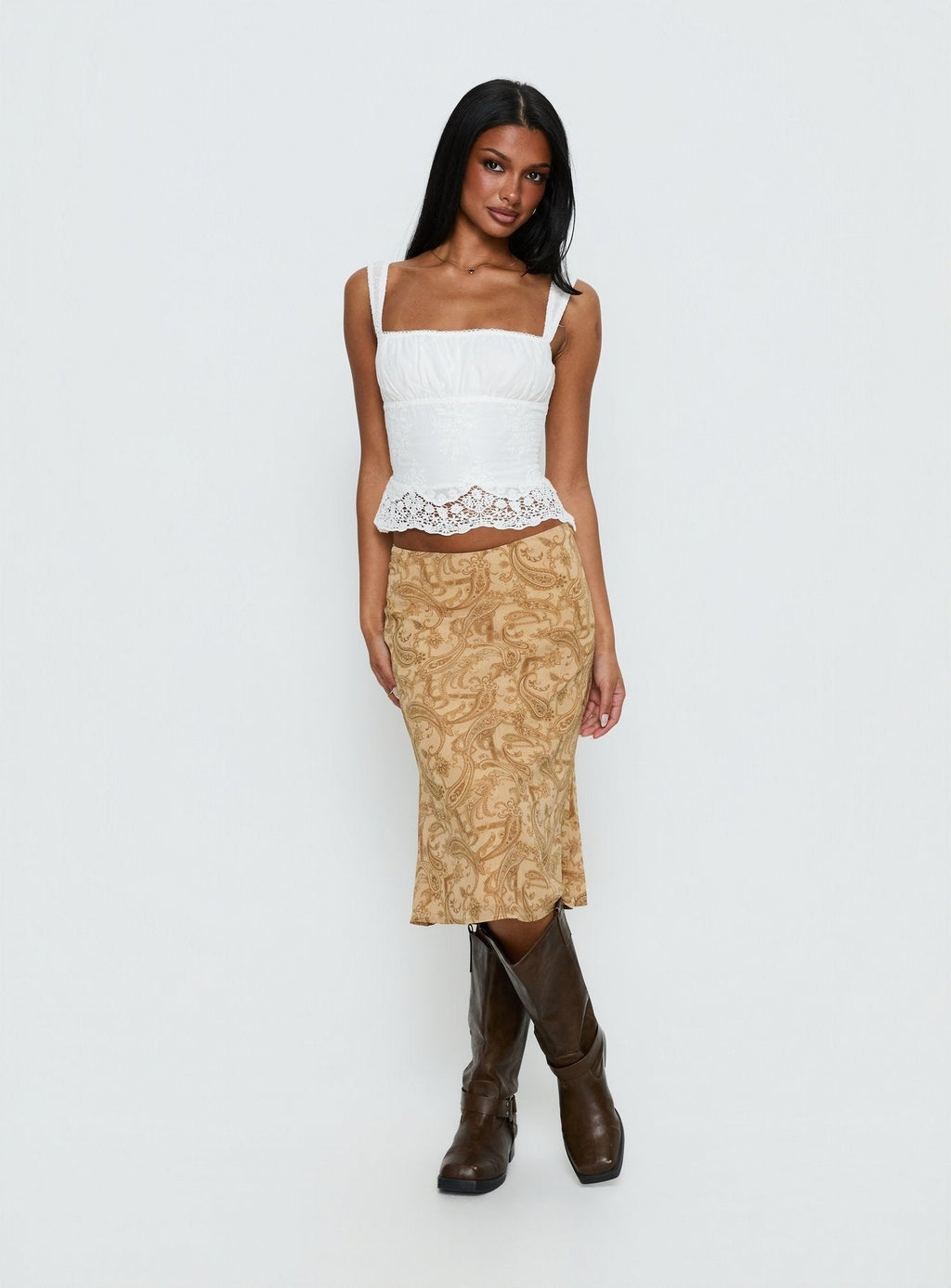 Starlina Lace Trim Cami Top White