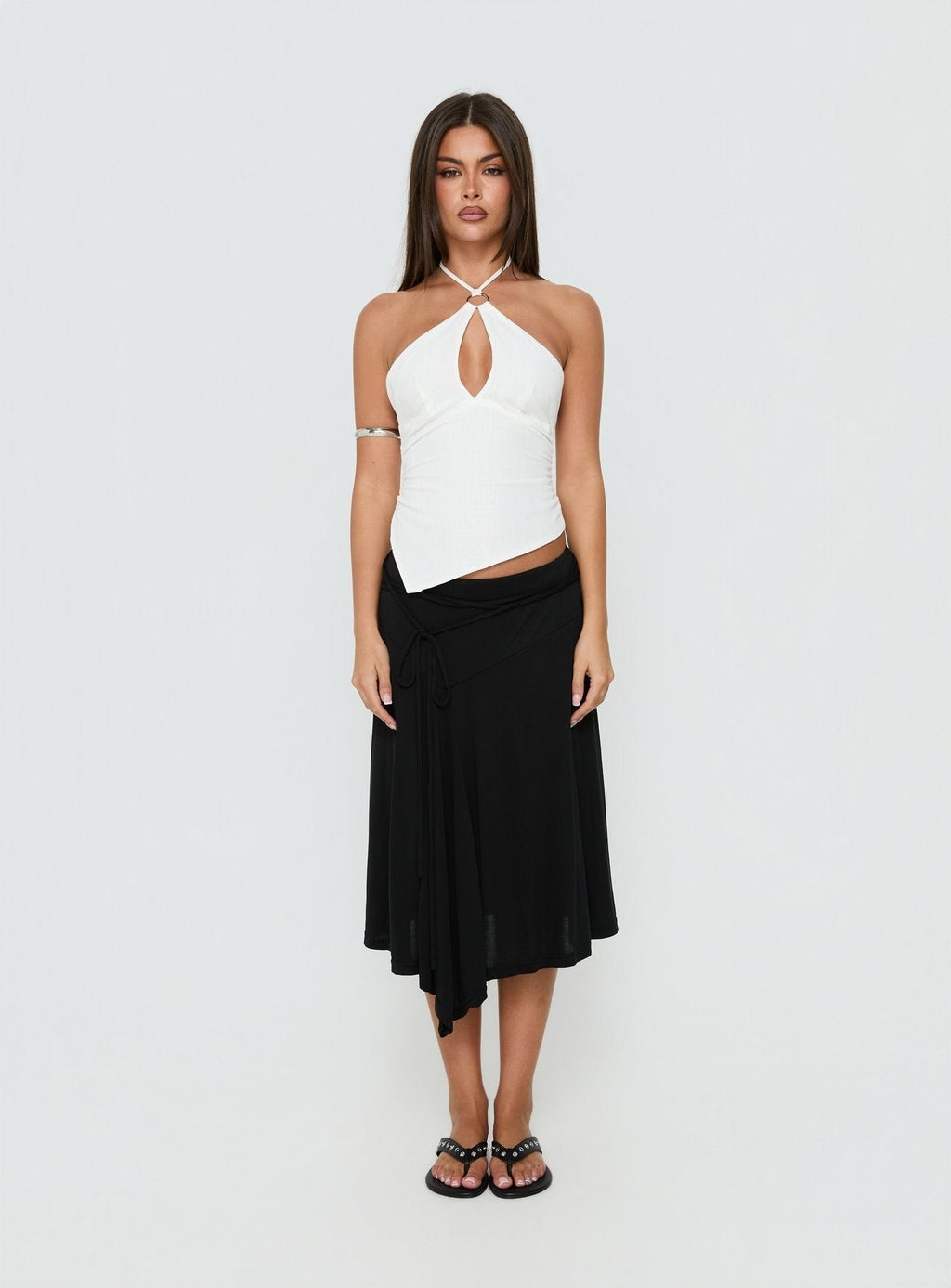 Idiana Halter Keyhole Top Cream