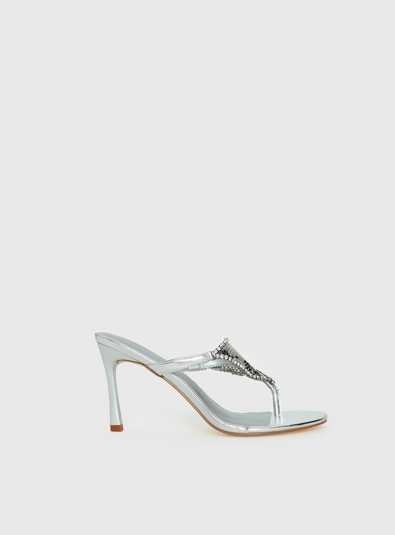 Miss You More Glitter Mesh Heels Silver