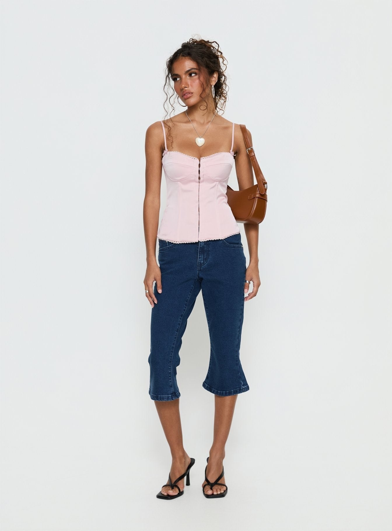 Maralyne Satin Corset Top Soft Pink