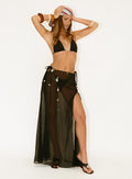 Onyxa Sheer Wrap Maxi Skirt Black