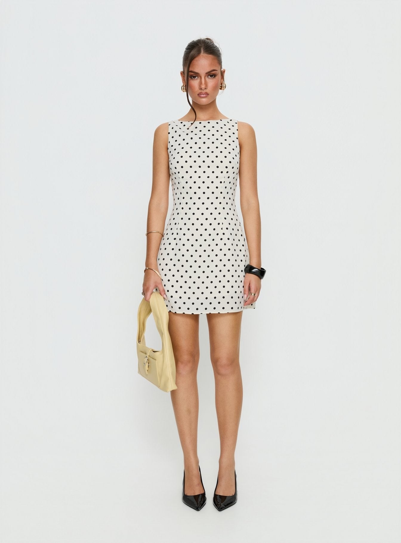Kherin Boat Neck Romper Cream Polka