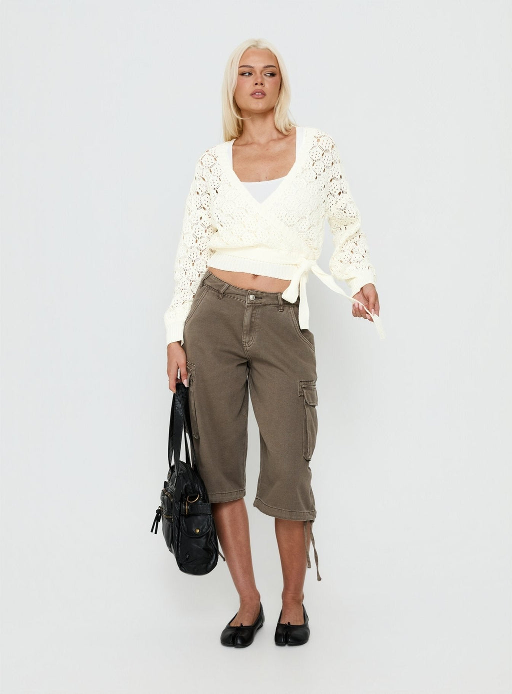 Kaenira Lace Wrap Knit Jumper Cream