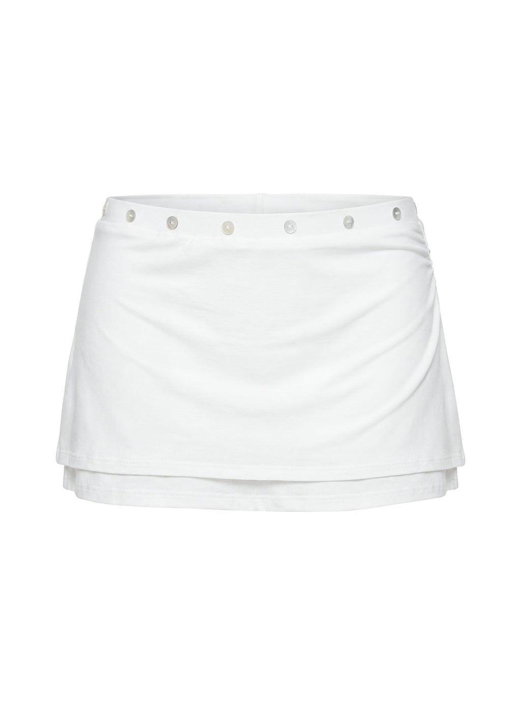 Esperia Button Layered Mini Skirt White