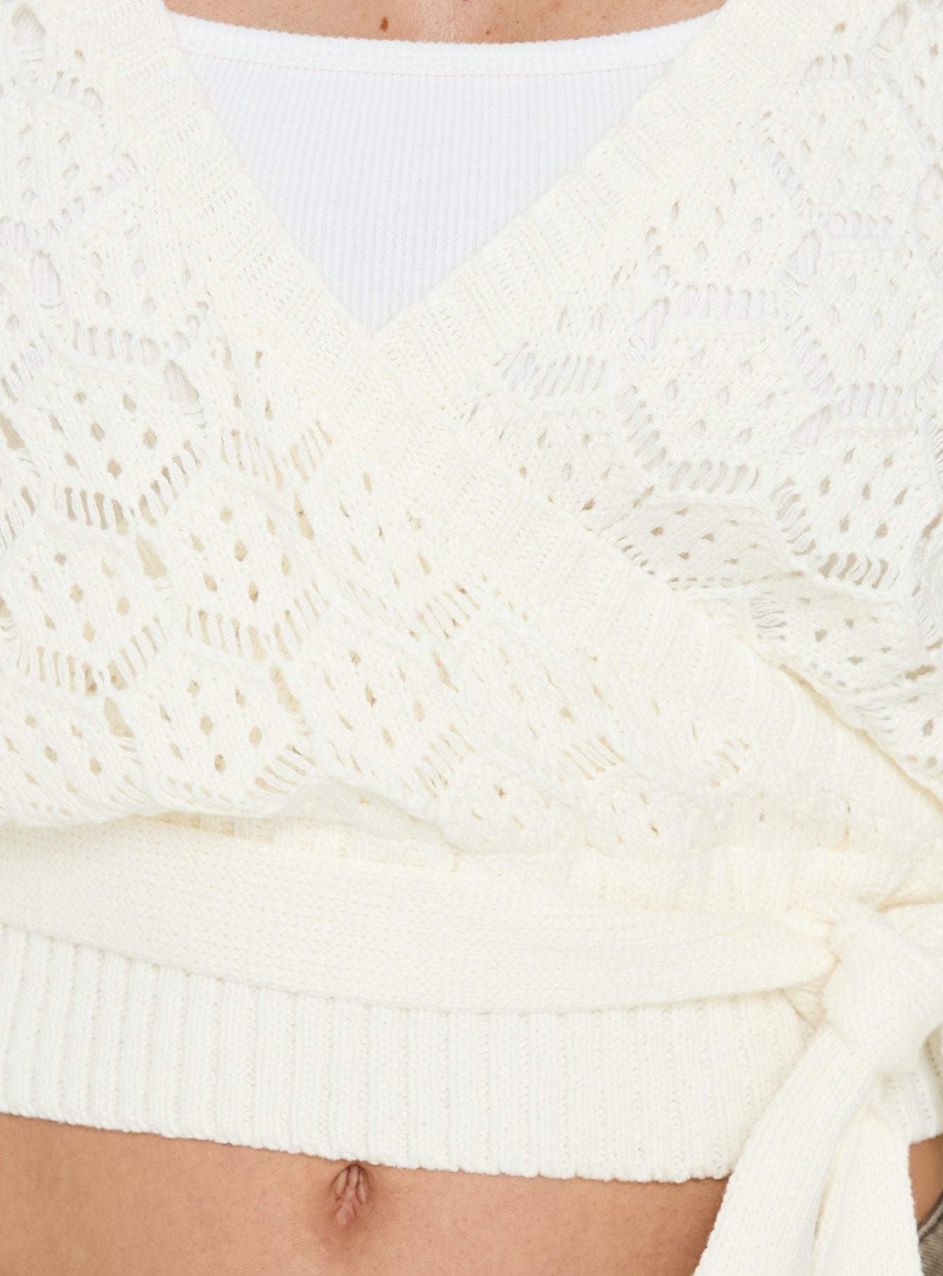 Kaenira Lace Wrap Knit Jumper Cream
