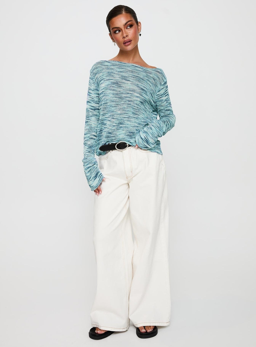 Lay Your Cards Knit Sweater Blue Multi