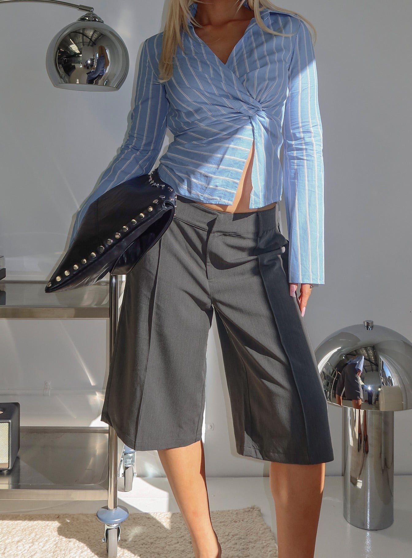 Munro Tailored Longline Shorts Grey