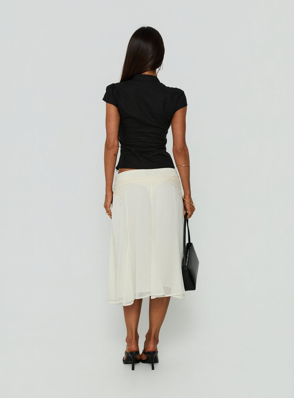 Ambrosea Panelled Midi Skirt Cream