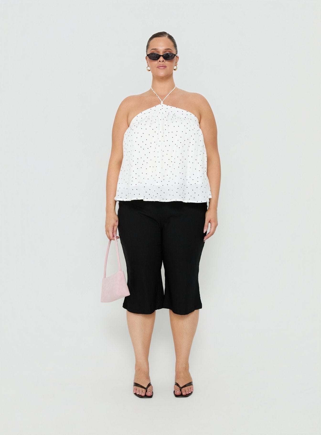 Moonlit Top White Polka Curve