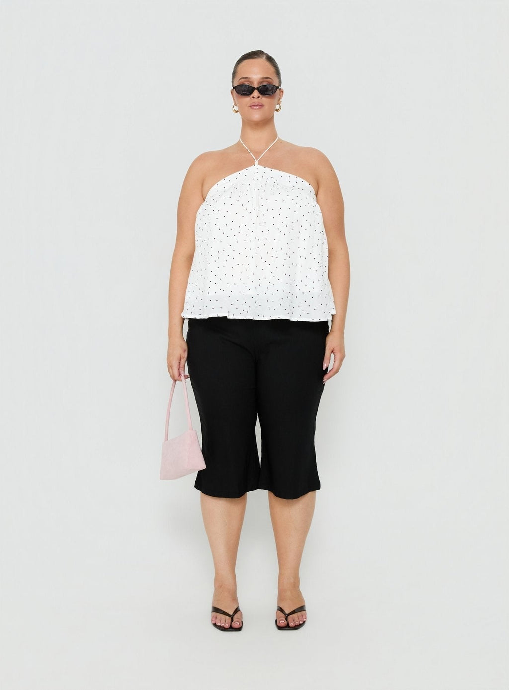 Moonlit Top White Polka Curve