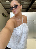 Moonlit Top White Polka Curve