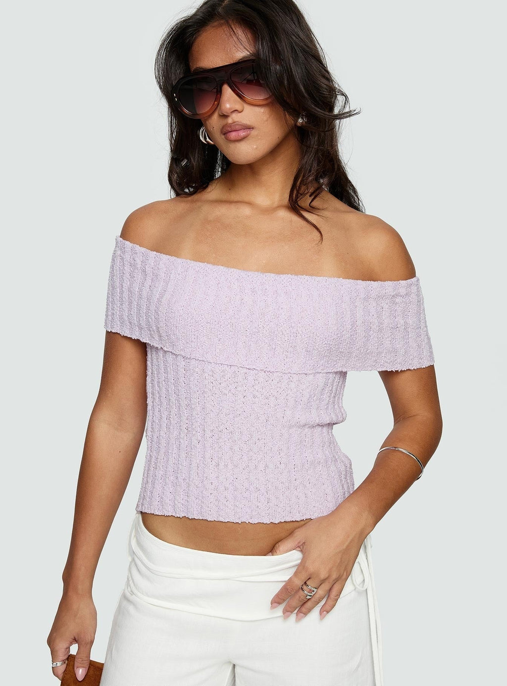 Murmur Off Shoulder Top Lilac