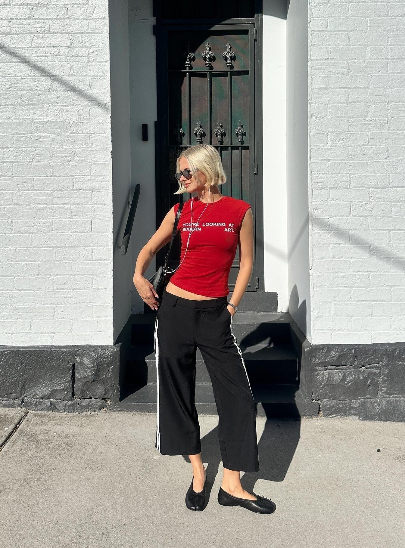 Modern Art Graphic Baby Tee Red