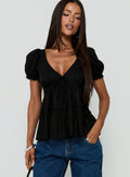 Kimberleigh Floaty Babydoll Top Black